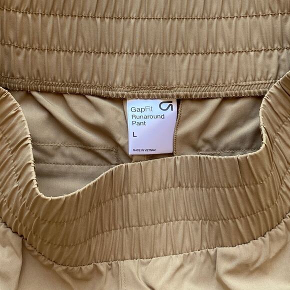 GapFit Runaround Pants Pecan Tan Relaxed Wide Leg Pull-On Split Ankle Womens Lrg - Picture 8 of 10